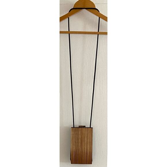 Hammill Diebolt Studio Alcea Minaudiere Wood Handbag Zebrawood MSRP $220 - Picture 4 of 16